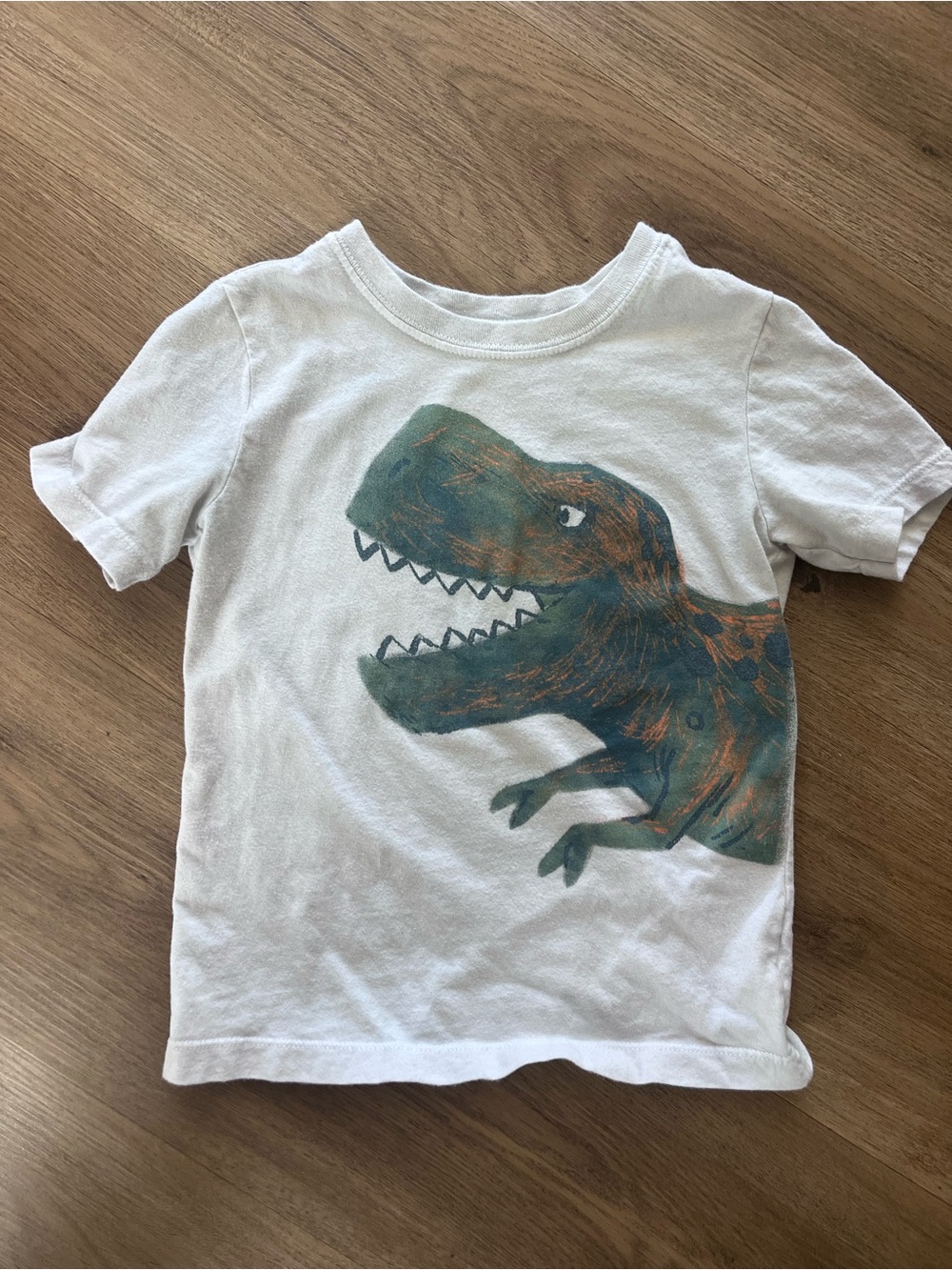 Carter's White Tee with Green & Brown Dinosaur Print